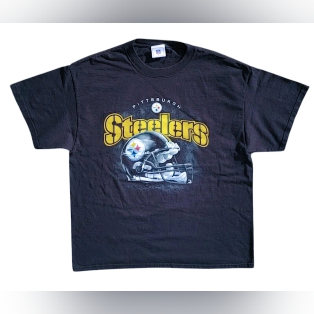 Vintage Y2K NFL Pittsburgh Steelers Big Helmet Graphic T-Shirt Large